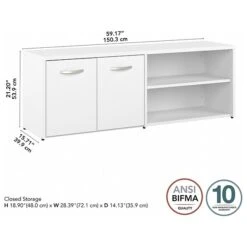 Bush Business Furniture Hybrid 21" Low Storage Cabinet With Doors And 6 Shelves, White (HYS160WH-Z) -Prepa Furniture Shop sp147788093 s7