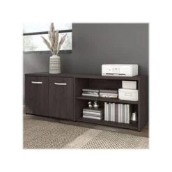 Bush Business Furniture Hybrid 21" Low Storage Cabinet With Doors And 6 Shelves, Storm Gray (HYS160SG-Z)
