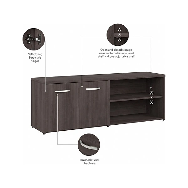 Bush Business Furniture Hybrid 21" Low Storage Cabinet With Doors And 6 Shelves, Storm Gray (HYS160SG-Z) 2 Bush Business Furniture Hybrid 21" Low Storage Cabinet With Doors And 6 Shelves, Storm Gray (HYS160SG-Z) - Image 2