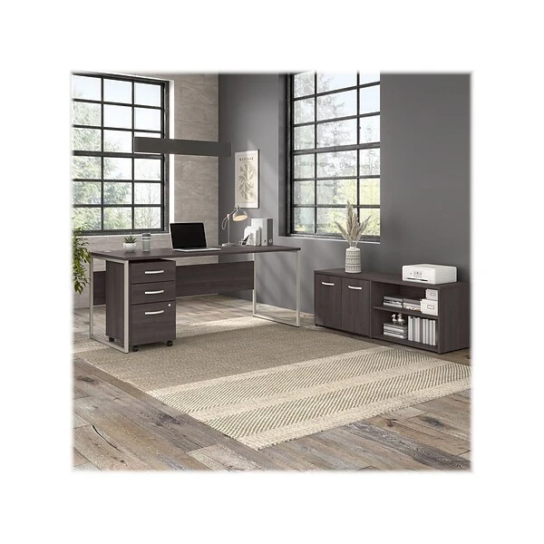 Bush Business Furniture Hybrid 21" Low Storage Cabinet With Doors And 6 Shelves, Storm Gray (HYS160SG-Z) 7 Bush Business Furniture Hybrid 21" Low Storage Cabinet With Doors And 6 Shelves, Storm Gray (HYS160SG-Z) - Image 7