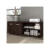 Bush Business Furniture Hybrid 21" Low Storage Cabinet With Doors And Shelves, Black Walnut (HYS160BW-Z)