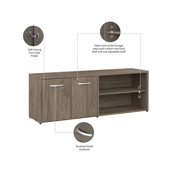 Bush Business Furniture Hybrid 21" Low Storage Cabinet With Doors And Shelves, Modern Hickory (HYS160MH-Z) 2 Bush Business Furniture Hybrid 21" Low Storage Cabinet With Doors And Shelves, Modern Hickory (HYS160MH-Z) - Image 2