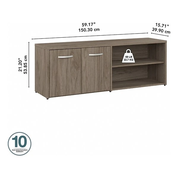 Bush Business Furniture Hybrid 21" Low Storage Cabinet With Doors And Shelves, Modern Hickory (HYS160MH-Z) 3 Bush Business Furniture Hybrid 21" Low Storage Cabinet With Doors And Shelves, Modern Hickory (HYS160MH-Z) - Image 3