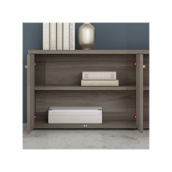 Bush Business Furniture Hybrid 21" Low Storage Cabinet With Doors And Shelves, Modern Hickory (HYS160MH-Z) 5 Bush Business Furniture Hybrid 21" Low Storage Cabinet With Doors And Shelves, Modern Hickory (HYS160MH-Z) - Image 5