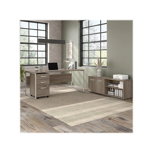 Bush Business Furniture Hybrid 21" Low Storage Cabinet With Doors And Shelves, Modern Hickory (HYS160MH-Z) 7 Bush Business Furniture Hybrid 21" Low Storage Cabinet With Doors And Shelves, Modern Hickory (HYS160MH-Z) - Image 7