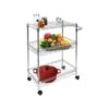 Mount-It! 3-Shelf Metal Mobile Utility Cart With Lockable Wheels, Silver (MI-7860)