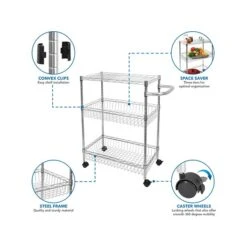 Mount-It! 3-Shelf Metal Mobile Utility Cart With Lockable Wheels, Silver (MI-7860) -Prepa Furniture Shop sp148296746 s7