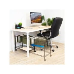 Mount-It! Metal Mobile File Cart With Dual Wheel, Black (MI-7858)