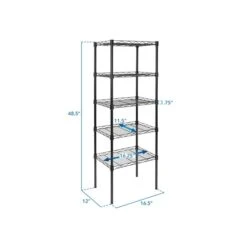 Mount-It! 5-Tier Metal Shelving Unit, 17", Black (MI-7861)