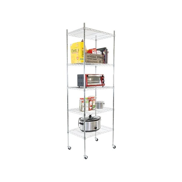 Mount-It! 5-Tier Metal Shelving Unit With Wheels, 24", Silver (MI-7862) 2 Mount-It! 5-Tier Metal Shelving Unit With Wheels, 24", Silver (MI-7862) - Image 2