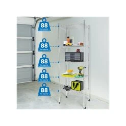 Mount-It! 5-Tier Metal Shelving Unit With Wheels, 24", Silver (MI-7862) 10 Mount-It! 5-Tier Metal Shelving Unit With Wheels, 24", Silver (MI-7862) -Prepa Furniture Shop sp148401214 s7