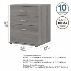 Bush Business Furniture Universal 34" Floor Storage Cabinet With Drawers, Platinum Gray (UNS328PG) -Prepa Furniture Shop sp150858534 s7