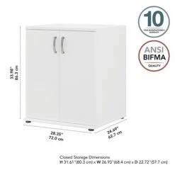 Bush Business Furniture Universal 34" Floor Storage Cabinet With 2 Shelves, White (UNS128WH) -Prepa Furniture Shop sp150858559 s7