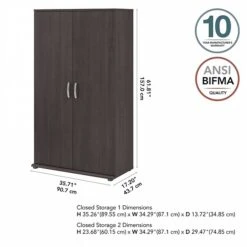 Bush Business Furniture Universal 62" Tall Storage Cabinet With Doors And 5 Shelves, Storm Gray (UNS136SGK) -Prepa Furniture Shop sp150858587 s7