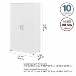 Bush Business Furniture Universal 62" Tall Storage Cabinet With Doors And 5 Shelves, White (UNS136WHK) 10 Bush Business Furniture Universal 62" Tall Storage Cabinet With Doors And 5 Shelves, White (UNS136WHK) -Prepa Furniture Shop sp150858595 s7
