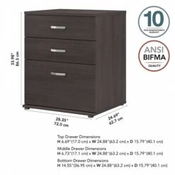 Bush Business Furniture Universal 34" Floor Storage Cabinet With 3 Drawers, Storm Gray (UNS328SG) -Prepa Furniture Shop sp150858624 s7