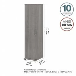 Bush Business Furniture Universal 62" Tall Narrow Storage Cabinet With Door And 3 Shelves, Platinum Gray (UNS116PG) -Prepa Furniture Shop sp150858632 s7