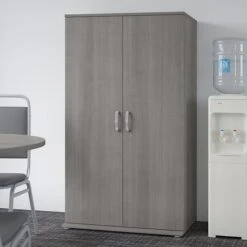 Bush Business Furniture Universal 62" Tall Storage Cabinet With Doors And 5 Shelves, Platinum Gray (UNS136PGK)