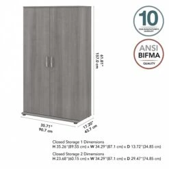 Bush Business Furniture Universal 62" Tall Storage Cabinet With Doors And 5 Shelves, Platinum Gray (UNS136PGK) -Prepa Furniture Shop sp150858658 s7