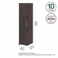 Bush Business Furniture Universal 62" Tall Narrow Storage Cabinet With Door And 3 Shelves, Storm Gray (UNS116SG) -Prepa Furniture Shop sp150858695 s7