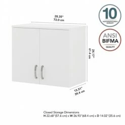 Bush Business Furniture Universal 24" Wall Cabinet With Doors And 2 Shelves, White (UNS428WH) -Prepa Furniture Shop sp150858726 s7