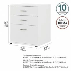Bush Business Furniture Universal 34" Floor Storage Cabinet With 3 Drawers, White (UNS328WH) -Prepa Furniture Shop sp150858751 s7