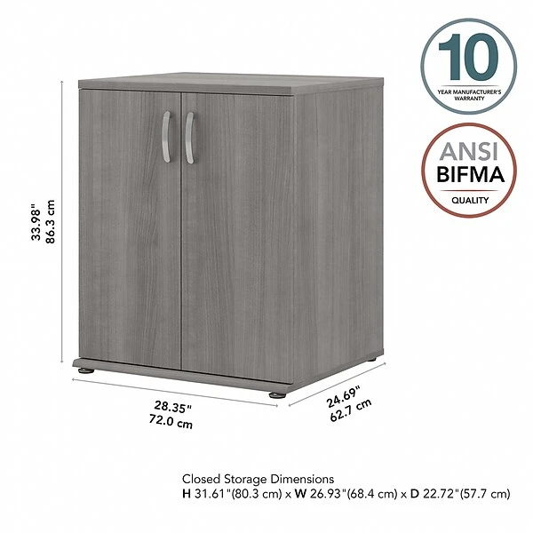 Bush Business Furniture 34" Floor Storage Cabinet With 2 Shelves, Platinum Gray (UNS128PG) 3 Bush Business Furniture 34" Floor Storage Cabinet With 2 Shelves, Platinum Gray (UNS128PG) - Image 3