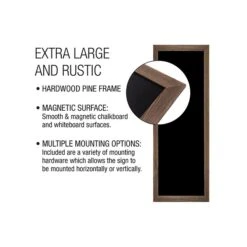 Excello Global Products Hanging Chalkboard/Whiteboard, Rustic, 58" X 25" (EGP-HD-0195-OS)