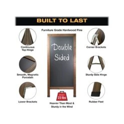 Excello Global Products Gigantic Sandwich Board Sidewalk Chalkboard Sign, Wood, 59" X 27" (EGP-HD-0240-OS)