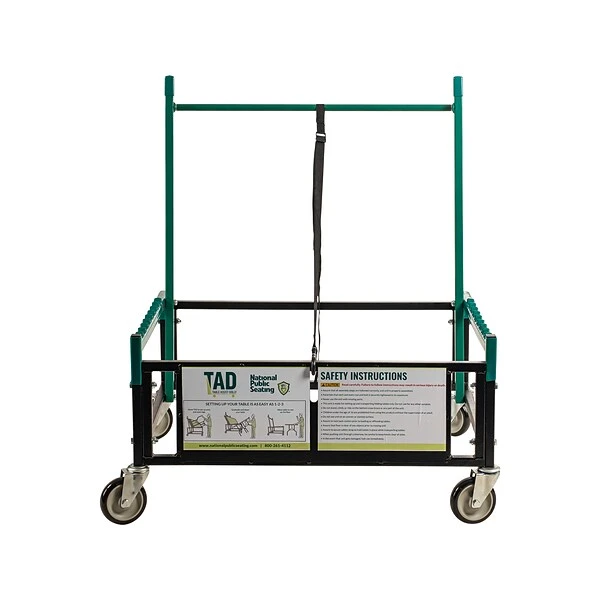 National Public Seating Metal Mobile Utility Cart With Lockable Wheels, Green/Black (TAD) 2 National Public Seating Metal Mobile Utility Cart With Lockable Wheels, Green/Black (TAD) - Image 2