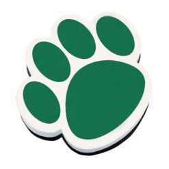 Ashley Productions® Dry Erase Magnetic Whiteboard Erasers, Green Paw, Pack Of 6 (ASH10001-6)