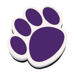 Ashley Productions® Dry Erase Magnetic Whiteboard Erasers, Purple Paw, Pack Of 6 (ASH10005-6)