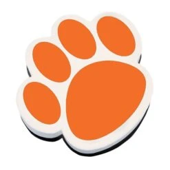Ashley Productions® Dry Erase Magnetic Whiteboard Erasers, Orange Paw, Pack Of 6 (ASH10006-6)