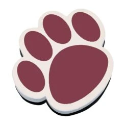 Ashley Productions® Dry Erase Magnetic Whiteboard Erasers, Maroon Paw, Pack Of 6 (ASH10012-6)