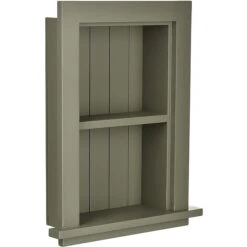 AdirHome Recessed Wall Mount Shelf, Wooden Utility Storage Shelf, 12.75'' W, Green (515-01-GRN)