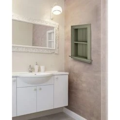 AdirHome Recessed Wall Mount Shelf, Wooden Utility Storage Shelf, 12.75'' W, Green (515-01-GRN) -Prepa Furniture Shop sp151429656 s7