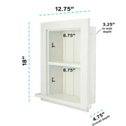 AdirHome Recessed Wall Mount Shelf, Wooden Utility Storage Shelf, 12.75'' W, White (515-01-WHI) -Prepa Furniture Shop sp151429661 s7