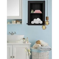 AdirHome Recessed Wall Mount Shelf, Wooden Utility Storage Shelf, 12.75'' W, Black (515-01-BLK) -Prepa Furniture Shop sp151429671 s7