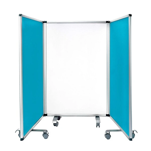 AdirOffice Double-Sided Whiteboard And Flannel Partition, 45”x32, Mobile Writing And Display Room Dividers, Blue 2 AdirOffice Double-Sided Whiteboard And Flannel Partition, 45”x32, Mobile Writing And Display Room Dividers, Blue - Image 2