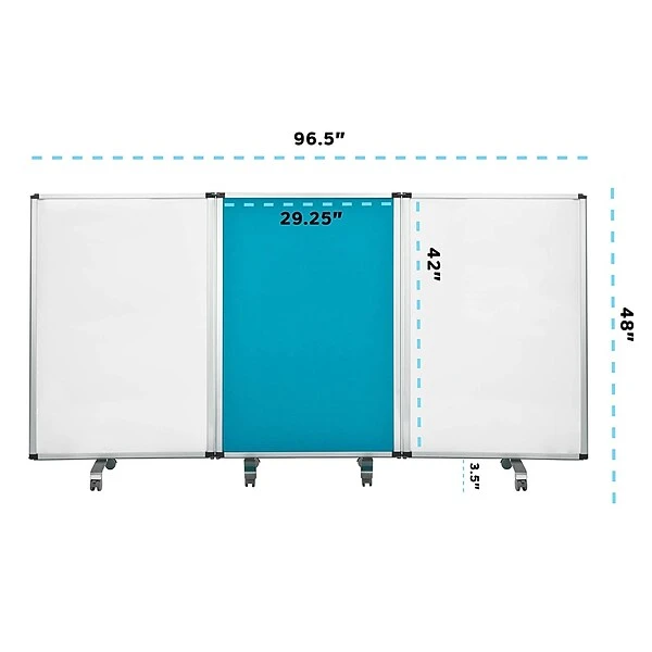 AdirOffice Double-Sided Whiteboard And Flannel Partition, 45”x32, Mobile Writing And Display Room Dividers, Blue 3 AdirOffice Double-Sided Whiteboard And Flannel Partition, 45”x32, Mobile Writing And Display Room Dividers, Blue - Image 3