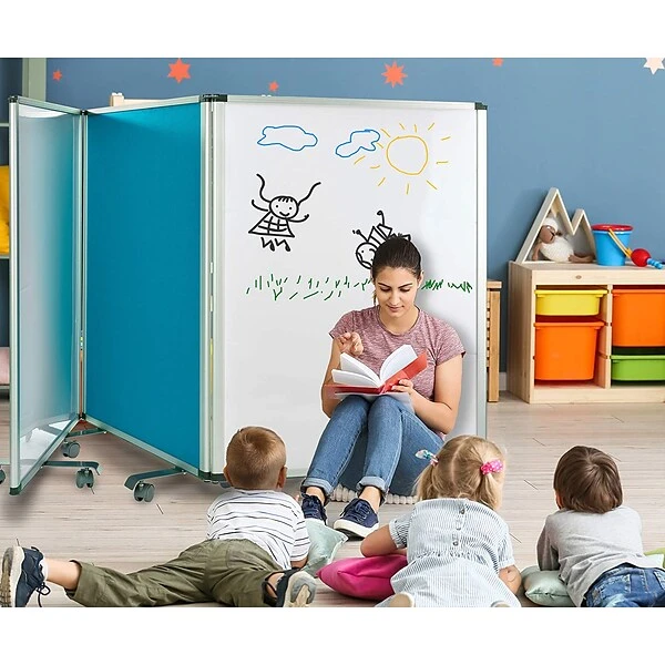 AdirOffice Double-Sided Whiteboard And Flannel Partition, 45”x32, Mobile Writing And Display Room Dividers, Blue 8 AdirOffice Double-Sided Whiteboard And Flannel Partition, 45”x32, Mobile Writing And Display Room Dividers, Blue - Image 8