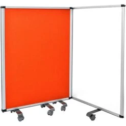 AdirOffice Double-Sided Whiteboard And Flannel Partition, 45”x32, Mobile Writing And Display Room Dividers, Red