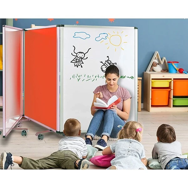 AdirOffice Double-Sided Whiteboard And Flannel Partition, 45”x32, Mobile Writing And Display Room Dividers, Red 7 AdirOffice Double-Sided Whiteboard And Flannel Partition, 45”x32, Mobile Writing And Display Room Dividers, Red - Image 7