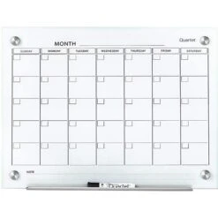 Quartet Infinity Magnetic Glass Calendar Dry-Erase Whiteboard, 2' X 1.5' (QTGC2418F)