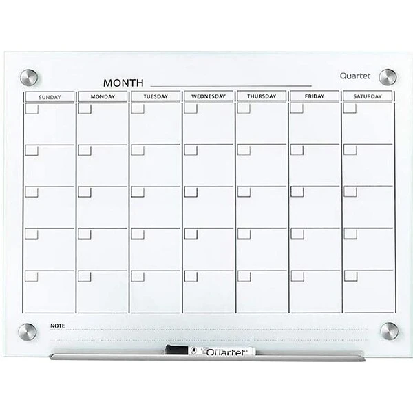 Quartet Infinity Magnetic Glass Calendar Dry-Erase Whiteboard, 2' X 1.5' (QTGC2418F) 1 Quartet Infinity Magnetic Glass Calendar Dry-Erase Whiteboard, 2' X 1.5' (QTGC2418F)