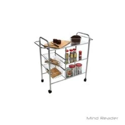 Mind Reader 6-Shelf Metal Mobile Kitchen Cart With Swivel Wheels, Silver (3CAR2BASK-SIL)