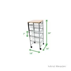 Mind Reader 4 Tier Wire Basket Cart With Wood Surface, Silver (4WIRECART-SIL) -Prepa Furniture Shop sp15490129 s7