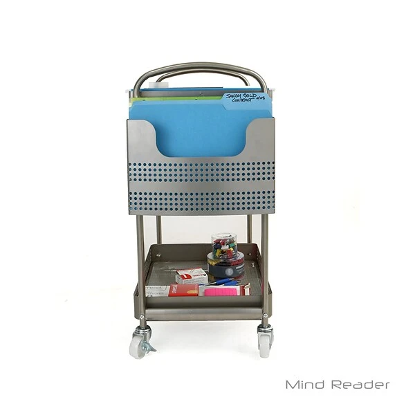 Mind Reader 2-Shelf Metal Mobile File Cart With Swivel Wheels, Silver (MFILEC-SIL) 2 Mind Reader 2-Shelf Metal Mobile File Cart With Swivel Wheels, Silver (MFILEC-SIL) - Image 2