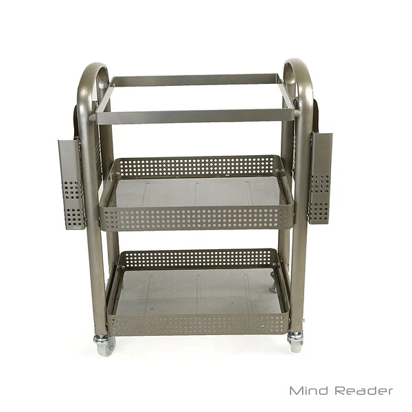 Mind Reader 2-Shelf Metal Mobile File Cart With Swivel Wheels, Silver (MFILEC-SIL) 5 Mind Reader 2-Shelf Metal Mobile File Cart With Swivel Wheels, Silver (MFILEC-SIL) - Image 5