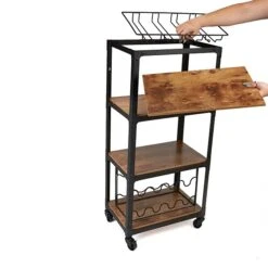Mind Reader 4-Shelf Metal Mobile Kitchen Cart, Black (4WINEC-BLK) -Prepa Furniture Shop sp155204313 s7